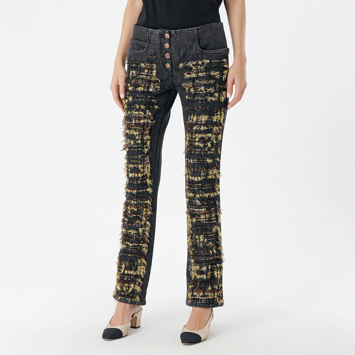 Chanel - Black Cotton Denim Eaves Pants